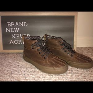 Brown leather vans
